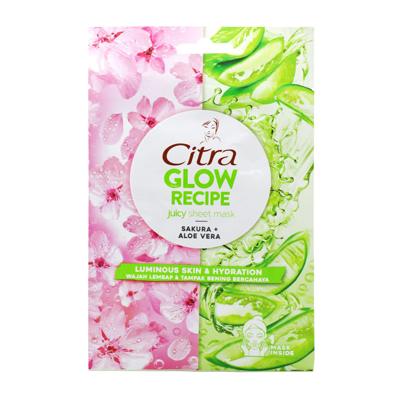 Citra Glow Recipe Juicy Sheet Mask Sakura + Aloe Vera: Masker Wajah yang Menyegarkan dan Mencerahkan