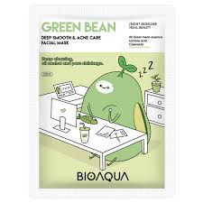 Perawatan BIOAQUA Green Bean Deep Smooth & Acne Care Facial Mask: Masker Wajah untuk Kulit Bersih dan Halus