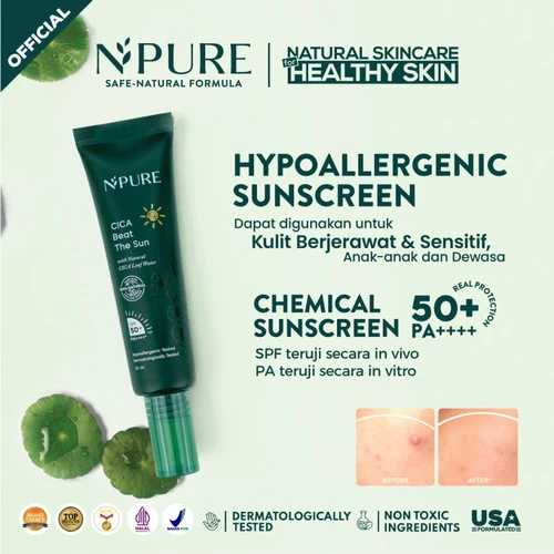 Skincare N’PURE Sunsreen Cica Bear: Sunblock SPF 50+ PA++++